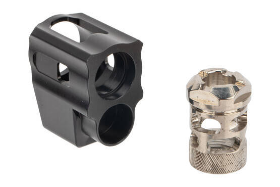 Tyrant Designs G43 Compensator features a two piece design and a nickel finish